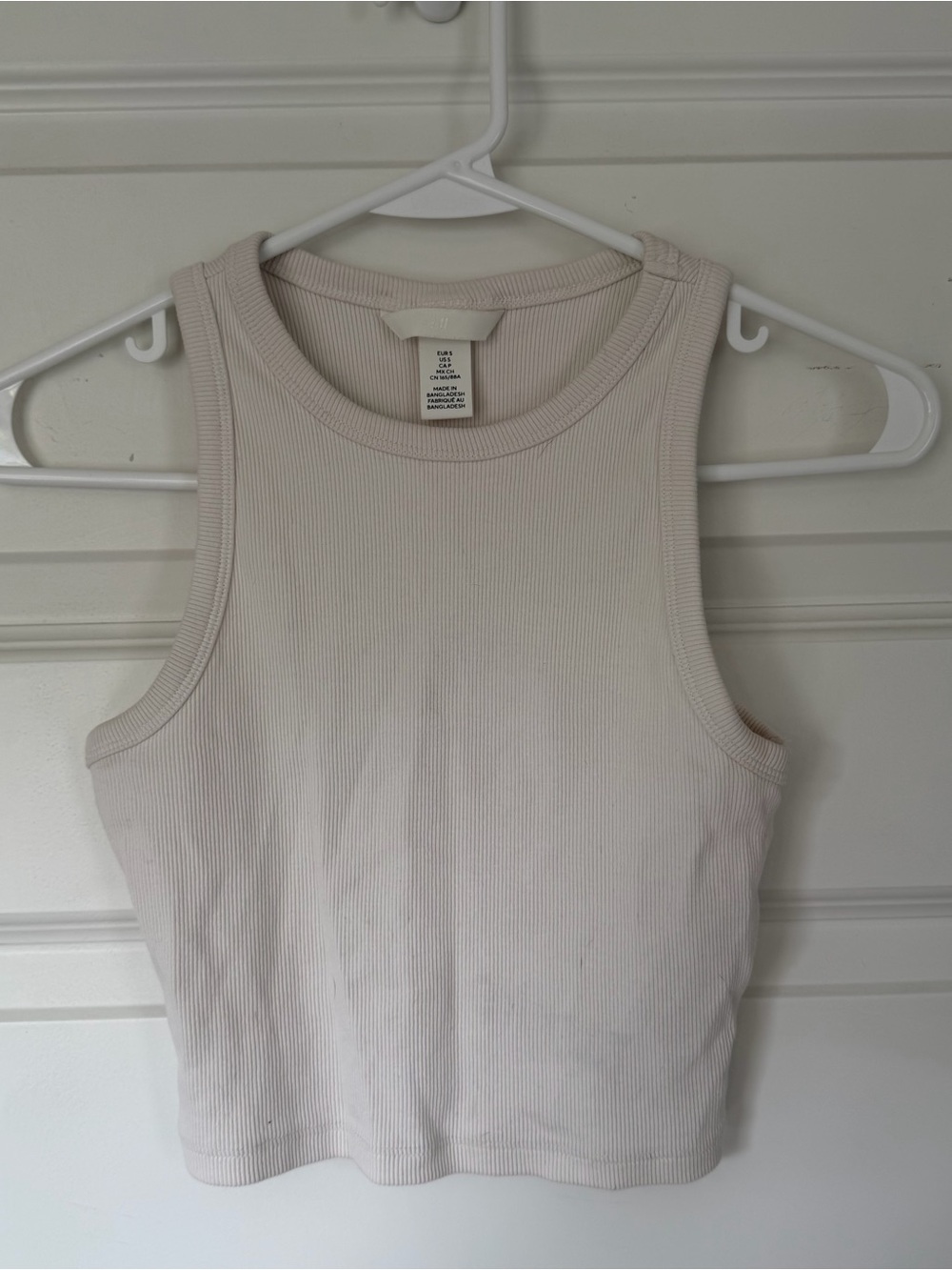 H&M Ribbed Tank Crop Top - Cream